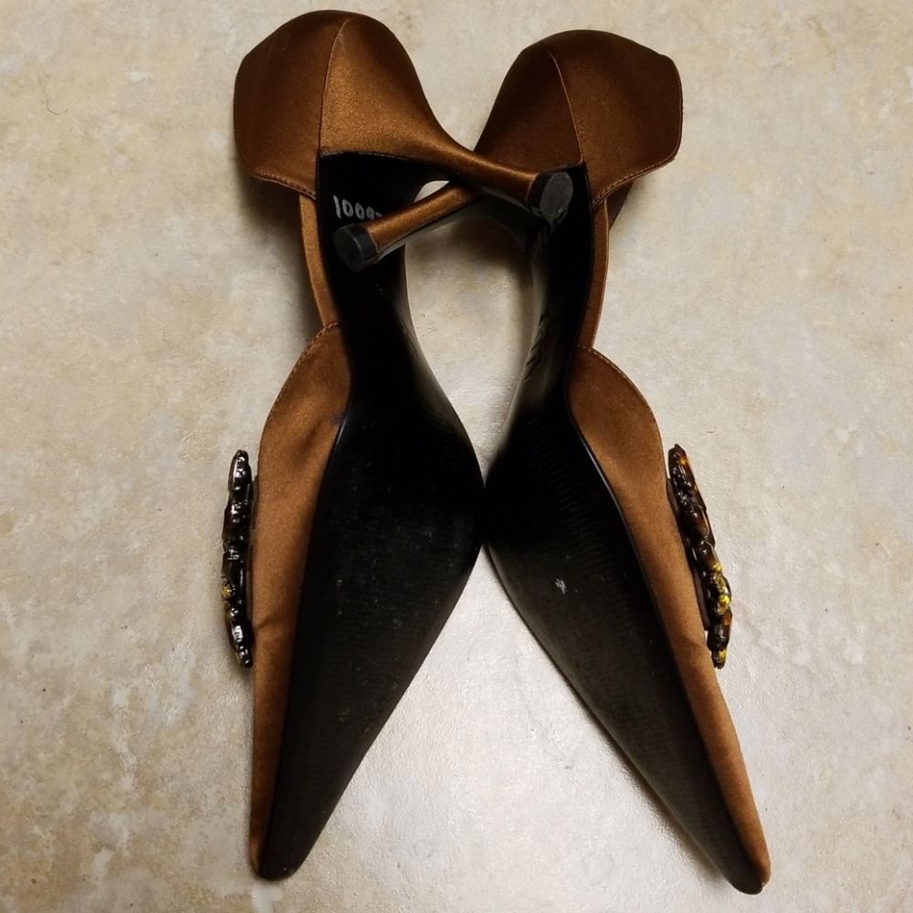 Rust Colored Satin Heels - Picture 4 of 5